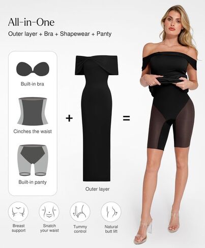 Popilush Shapewear Off The Shoulder Maxi Dress Wedding Guest Prom Dresses for Women Sleeveless Bodycon Long Formal Dress in Saudi Arabia