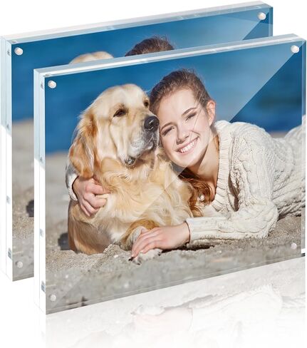 TWING 2 Pack Acrylic Picture Frame 8 x 10 Magnetic Picture Photo Frame,10+10MM Clear Picture Frame, 8 by 10 Picture Frames Acrylic Magnetic Photo Frame Self Standing Double Sided,Gift in Kuwait