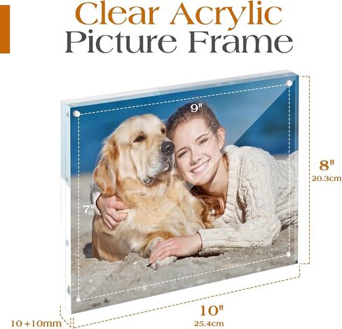 TWING 2 Pack Acrylic Picture Frame 8 x 10 Magnetic Picture Photo Frame,10+10MM Clear Picture Frame, 8 by 10 Picture Frames Acrylic Magnetic Photo Frame Self Standing Double Sided,Gift in Kuwait
