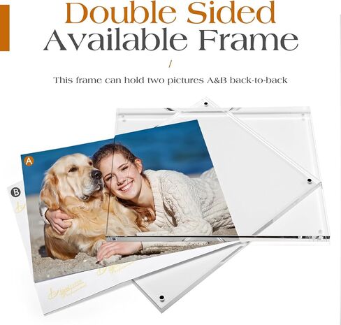 TWING 2 Pack Acrylic Picture Frame 8 x 10 Magnetic Picture Photo Frame,10+10MM Clear Picture Frame, 8 by 10 Picture Frames Acrylic Magnetic Photo Frame Self Standing Double Sided,Gift in Kuwait