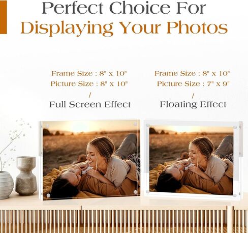TWING 2 Pack Acrylic Picture Frame 8 x 10 Magnetic Picture Photo Frame,10+10MM Clear Picture Frame, 8 by 10 Picture Frames Acrylic Magnetic Photo Frame Self Standing Double Sided,Gift in Kuwait