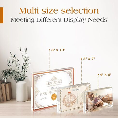 TWING 2 Pack Acrylic Picture Frame 8 x 10 Magnetic Picture Photo Frame,10+10MM Clear Picture Frame, 8 by 10 Picture Frames Acrylic Magnetic Photo Frame Self Standing Double Sided,Gift in Kuwait