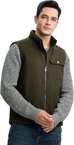 Rdruko Men's Sherpa Lined Vest Warm Winter Fleece Outerwear Vest in Saudi Arabia