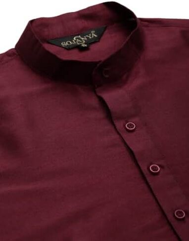 Sojanya (Since 1958 Men Silk Blend Maroon Kurta Pyjama & Silk Blend Nehrujacket Set in Saudi Arabia