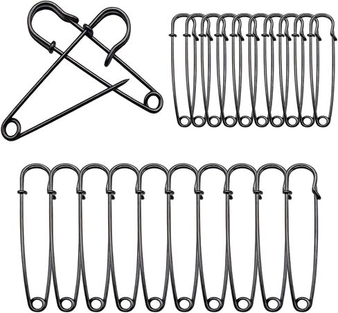 20 Pcs Large Safety Pins 4" 10Pcs & 3" 10Pcs Heavy Duty Blanket Pins Large Safety Pins for Clothes Leather Canvas Blankets Crafts Skirts (Black, 3 inch 10-Pack + 4 inch 10-Pack) in Kuwait