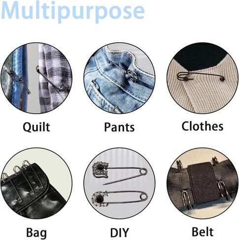 20 Pcs Large Safety Pins 4" 10Pcs & 3" 10Pcs Heavy Duty Blanket Pins Large Safety Pins for Clothes Leather Canvas Blankets Crafts Skirts (Black, 3 inch 10-Pack + 4 inch 10-Pack) in Kuwait