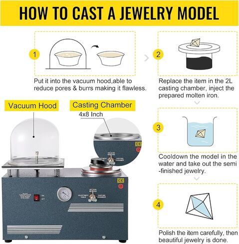 VEVOR Vacuum Investing Casting 2L Vacuum Casting Machine with 3 CFM Pump Casting and Investing Machine for Invested Flasks and RTV Molds in Saudi Arabia