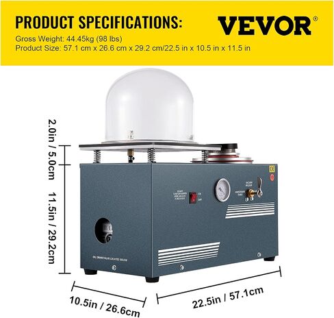 VEVOR Vacuum Investing Casting 2L Vacuum Casting Machine with 3 CFM Pump Casting and Investing Machine for Invested Flasks and RTV Molds in Saudi Arabia