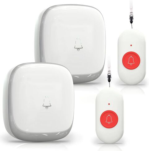 Call Button for Elderly at Home, Caregiver Pager | Fall Alert Devices for Elderly 500+ft for Home/Elderly/Pregnant Women/Disabled, 2 Receiver+2 Transmitters in Saudi Arabia