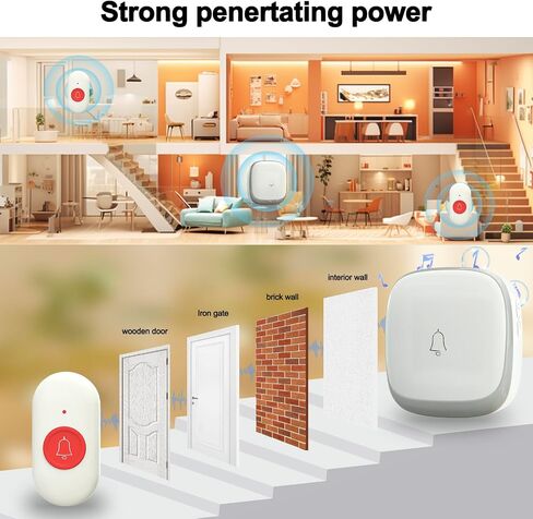 Call Button for Elderly at Home, Caregiver Pager | Fall Alert Devices for Elderly 500+ft for Home/Elderly/Pregnant Women/Disabled, 2 Receiver+2 Transmitters in Saudi Arabia