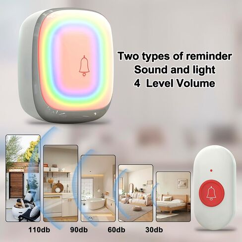 Call Button for Elderly at Home, Caregiver Pager | Fall Alert Devices for Elderly 500+ft for Home/Elderly/Pregnant Women/Disabled, 2 Receiver+2 Transmitters in Saudi Arabia