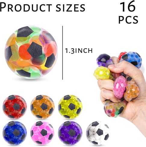 MCPINKY Mini Stress Balls, Colorful Soccer Stress Ball, Soccer Party Favors,Squeeze Stress Balls for Classroom Prizes, 16 PCS in Saudi Arabia