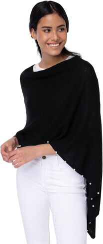 CLAUDIA NICHOLE by Alashan: Women's 100% Cashmere Capelet with Pearl Trim Luxe Dress Topper Poncho- One Size Fit in Saudi Arabia