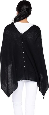 CLAUDIA NICHOLE by Alashan: Women's 100% Cashmere Capelet with Pearl Trim Luxe Dress Topper Poncho- One Size Fit in Saudi Arabia