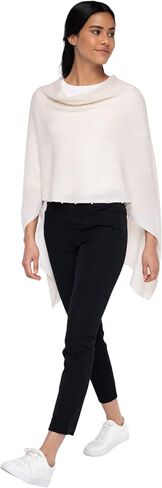 CLAUDIA NICHOLE by Alashan: Women's 100% Cashmere Capelet with Pearl Trim Luxe Dress Topper Poncho- One Size Fit in Saudi Arabia