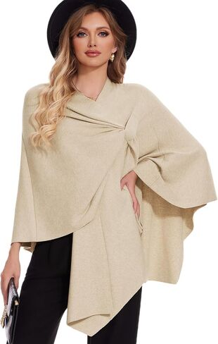 Shawl Wraps for Women Cross Front Poncho Sweater Knitted Elegant Cape for Fall Winter Wedding in Saudi Arabia
