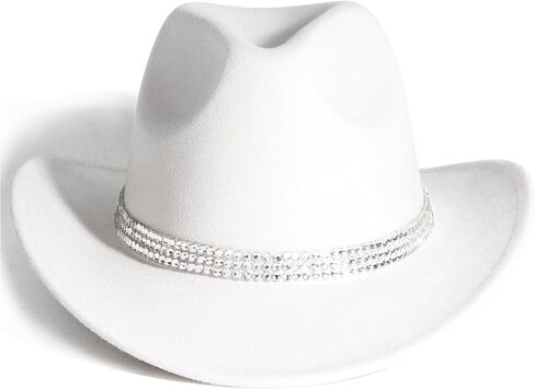 Lisianthus Shiny Rhinestone Cowgirl Hat Glitter Western Party Fedora Cowboy Hat in Saudi Arabia