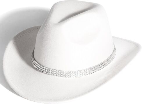Lisianthus Shiny Rhinestone Cowgirl Hat Glitter Western Party Fedora Cowboy Hat in Saudi Arabia