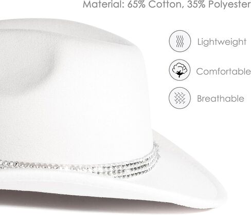 Lisianthus Shiny Rhinestone Cowgirl Hat Glitter Western Party Fedora Cowboy Hat in Saudi Arabia