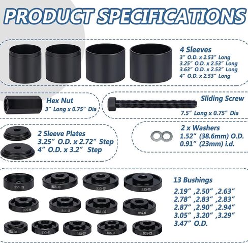 مجموعة أدوات الضغط على محمل العجلة، 23 قطعة من محولات محمل الدفع الأمامي FWD، مجموعة أدوات إزالة المثبت بالضغط البديل in Kuwait