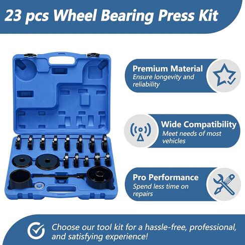 مجموعة أدوات الضغط على محمل العجلة، 23 قطعة من محولات محمل الدفع الأمامي FWD، مجموعة أدوات إزالة المثبت بالضغط البديل in Kuwait