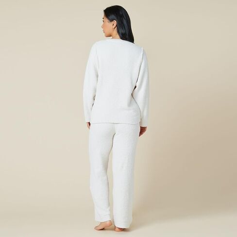 Softies Solid Marshmallow Reverse Seam Crew Neck Lounge Set in Kuwait