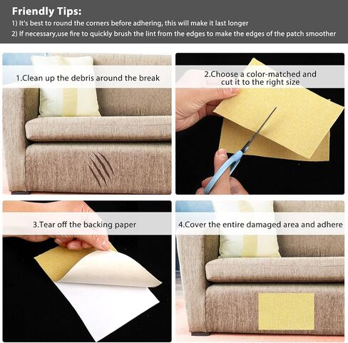 6 Pcs Fabric Repair Patch Linen Couch Fabric Patch Self Adhesive Leather Repair Patch 6 X 4 Inch Couch Patch Repair Fabric for Sofas, Furniture, Bags, Car Seats (Beige) in Saudi Arabia