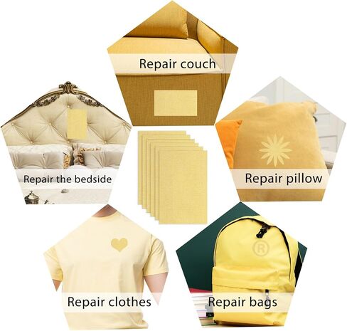 6 Pcs Fabric Repair Patch Linen Couch Fabric Patch Self Adhesive Leather Repair Patch 6 X 4 Inch Couch Patch Repair Fabric for Sofas, Furniture, Bags, Car Seats (Beige) in Saudi Arabia