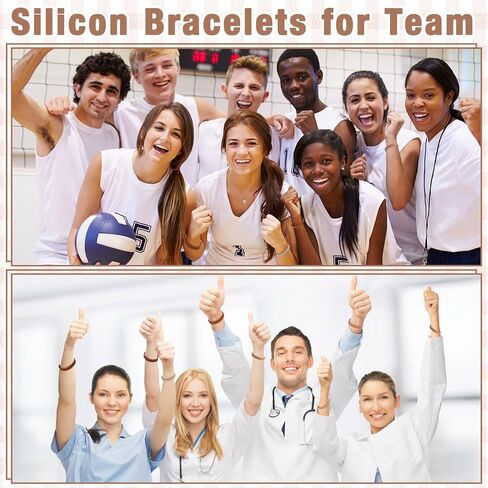 50 Pack Silicone Rubber Bracelets Rubber Wristbands Bulk Adults Rubber Bands Solid Color Plain Silicone Bracelets for Men Women Identification Event Party Favors Gifts Decorations (Brown) in Kuwait
