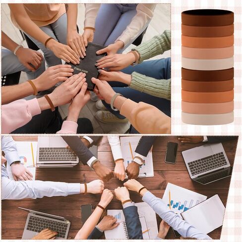 50 Pack Silicone Rubber Bracelets Rubber Wristbands Bulk Adults Rubber Bands Solid Color Plain Silicone Bracelets for Men Women Identification Event Party Favors Gifts Decorations (Brown) in Kuwait