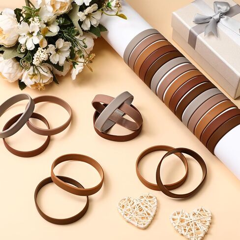 50 Pack Silicone Rubber Bracelets Rubber Wristbands Bulk Adults Rubber Bands Solid Color Plain Silicone Bracelets for Men Women Identification Event Party Favors Gifts Decorations (Brown) in Kuwait