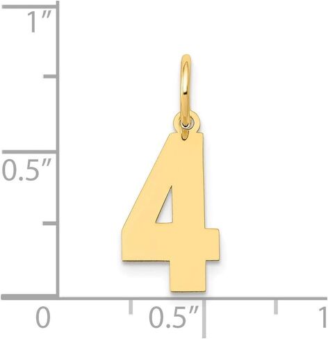 Solid 14k Yellow Gold Medium Number 4 Charm Pendant - 20mm x 8mm in Saudi Arabia