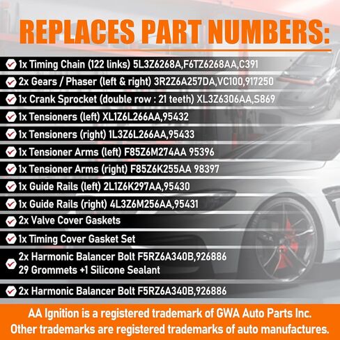 مجموعة سلسلة التوقيت لفورد إكسبيديشن F-150 F-250 F-350، لينكولن نافيجيتور مارك LT مع كام فيزر وصمامات VVT، مجموعة كادينا دي تيمبو in Kuwait