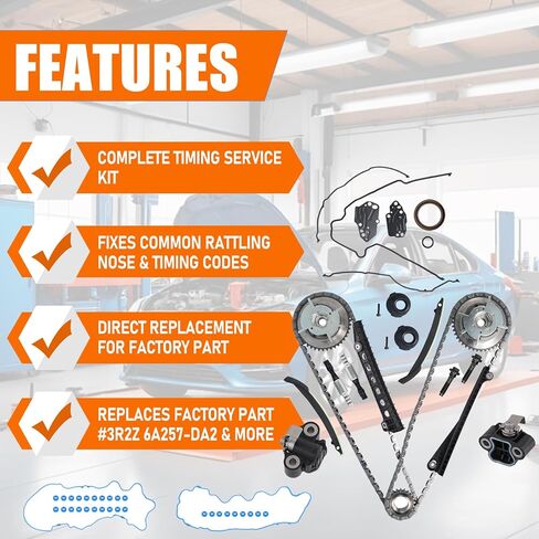 مجموعة سلسلة التوقيت لفورد إكسبيديشن F-150 F-250 F-350، لينكولن نافيجيتور مارك LT مع كام فيزر وصمامات VVT، مجموعة كادينا دي تيمبو in Kuwait
