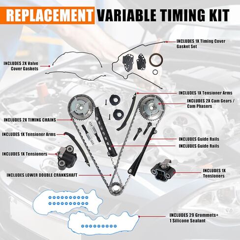 مجموعة سلسلة التوقيت لفورد إكسبيديشن F-150 F-250 F-350، لينكولن نافيجيتور مارك LT مع كام فيزر وصمامات VVT، مجموعة كادينا دي تيمبو in Kuwait