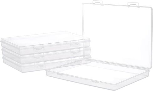 BENECREAT 4 Sizes Bead Storage Organizer Box, Rectangle Clear PP Plastic Box Containers, Dustproof Case with Hinged Lid for Cards, Beads and Craft Supplies in Saudi Arabia