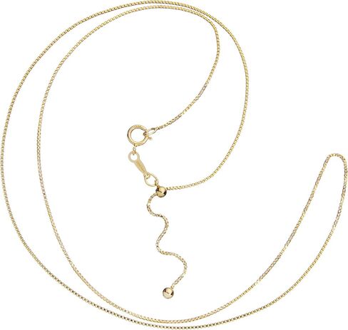 Jewelili Yellow Gold Filled Box Link Chain Necklace | Adjustable 22 Inch Length | .85mm Thick | With Gift Box in Saudi Arabia