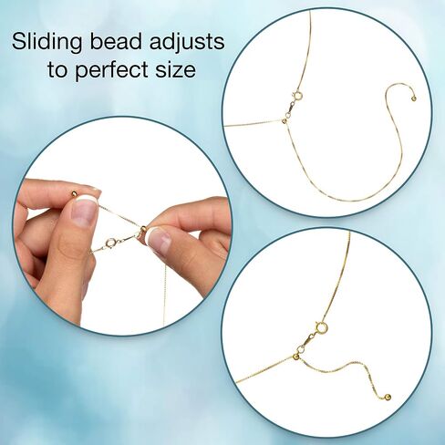 Jewelili Yellow Gold Filled Box Link Chain Necklace | Adjustable 22 Inch Length | .85mm Thick | With Gift Box in Saudi Arabia