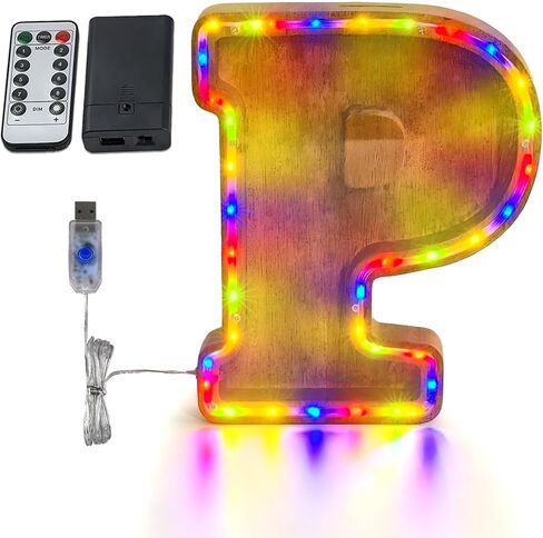 Wooden Money Banks,9inch LED Piggy Bank for Kid Multicolor Variable Coin Bank (A-Z) USB-A & 3*AA Battery Power Supply Suitable for Birthday Gift, Holiday Celebration (P) in Saudi Arabia