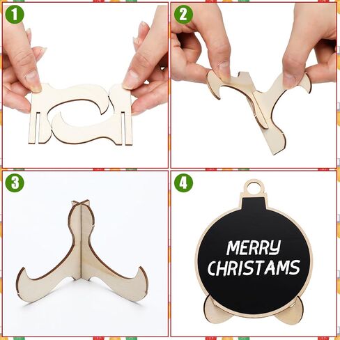 20 Pcs Christmas Mini Chalkboard Signs Small Chalk Board with Stand for Food Wooden Blackboard with Chalk Marker for Christmas Wedding Message Board (3.94 x 3.94 Inch,Ball) in Saudi Arabia