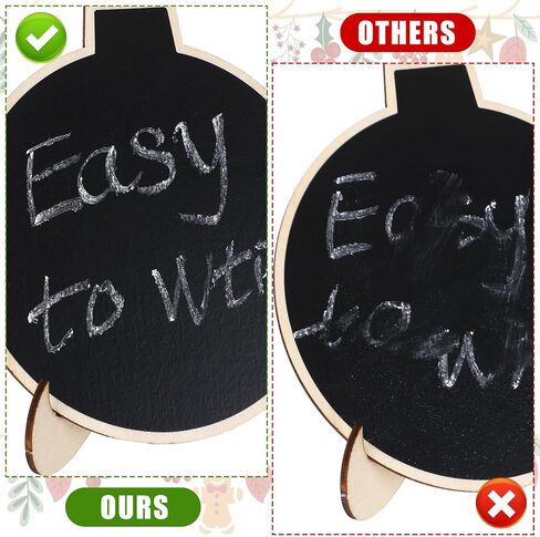 20 Pcs Christmas Mini Chalkboard Signs Small Chalk Board with Stand for Food Wooden Blackboard with Chalk Marker for Christmas Wedding Message Board (3.94 x 3.94 Inch,Ball) in Saudi Arabia
