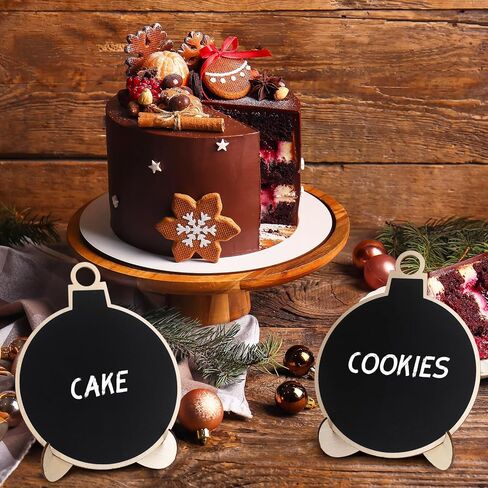 20 Pcs Christmas Mini Chalkboard Signs Small Chalk Board with Stand for Food Wooden Blackboard with Chalk Marker for Christmas Wedding Message Board (3.94 x 3.94 Inch,Ball) in Saudi Arabia
