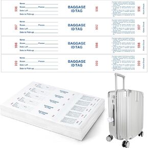 1000 Tags Baggage Claim Check Tags with Transfer Tape on Back Hotel Paper Luggage Claim Tags Numbering from 000 to 999 Bag Identification Tags for Luggage Suitcase Motel Bag (Yellow, Black)