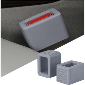 2PCS Car Seat Belt Buckle Holder, Easy Access Auto Seatbelt Buckle Booster, Silicone Vehicle Interior Safety Belt Receptacle Upright Buckling, Universal for RV, SUV, Truck (Black)