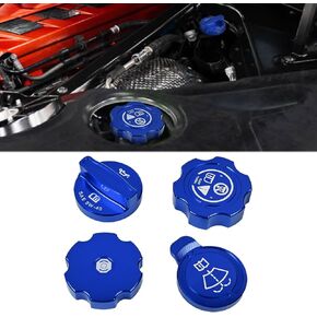 4Pcs Red Dress Up Cap,Aluminium Alloy Engine Oil Radiator Windshield Filler Washer Brake Fluid Cap Cover Accessories for Corvette C8 Stingray 2020-2024
