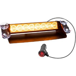 LED Dash Emergency Strobe Lights Interior Windshield Yellow Flashing Warning Light Bar w/Suction Cups for Police Law Enforcement Construction Vehicles Trucks.