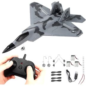 RC Plane -F22 Raptor Model Toy Airplane Glider, 2 Channels 2.4 GHz Remote Control Airplane Easy to Fly RC Jet,Kids & Beginners F22 Easy to Fly Toy for Fighter Model Glider