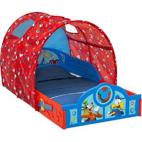 Delta Children Disney Mickey Mouse Sleep and Play Toddler Bed with Tent, Blue/Red