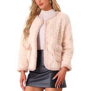 Allegra K Faux Fur Coats for Women's Casual Warm Overcoat Fluffy Winter Outerwear Jacket