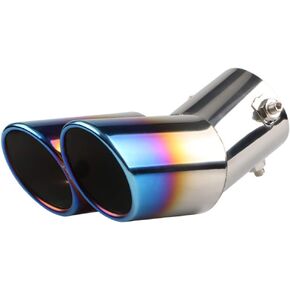 Universal Double Outlets Exhaust Pipe 63MM Diameter Exhaust Pipe Trim Stainless Steel Muffler Tip